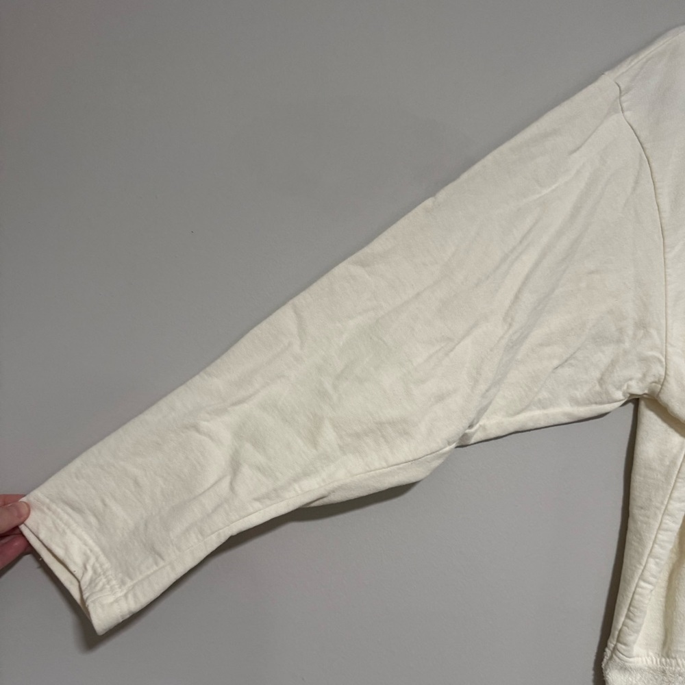 VTG 90s United Cotton Cream Long Sleeve Sweatshirt Size Small Cottagecore Cozy - Picture 4 of 8